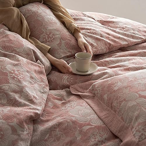 Vista 333 de Linda funda de edredón de fresa, tamaño individual XL, suave, 100% algodón, juego de ropa de cama de fresa rosa, ligero, funda de edredón para niños