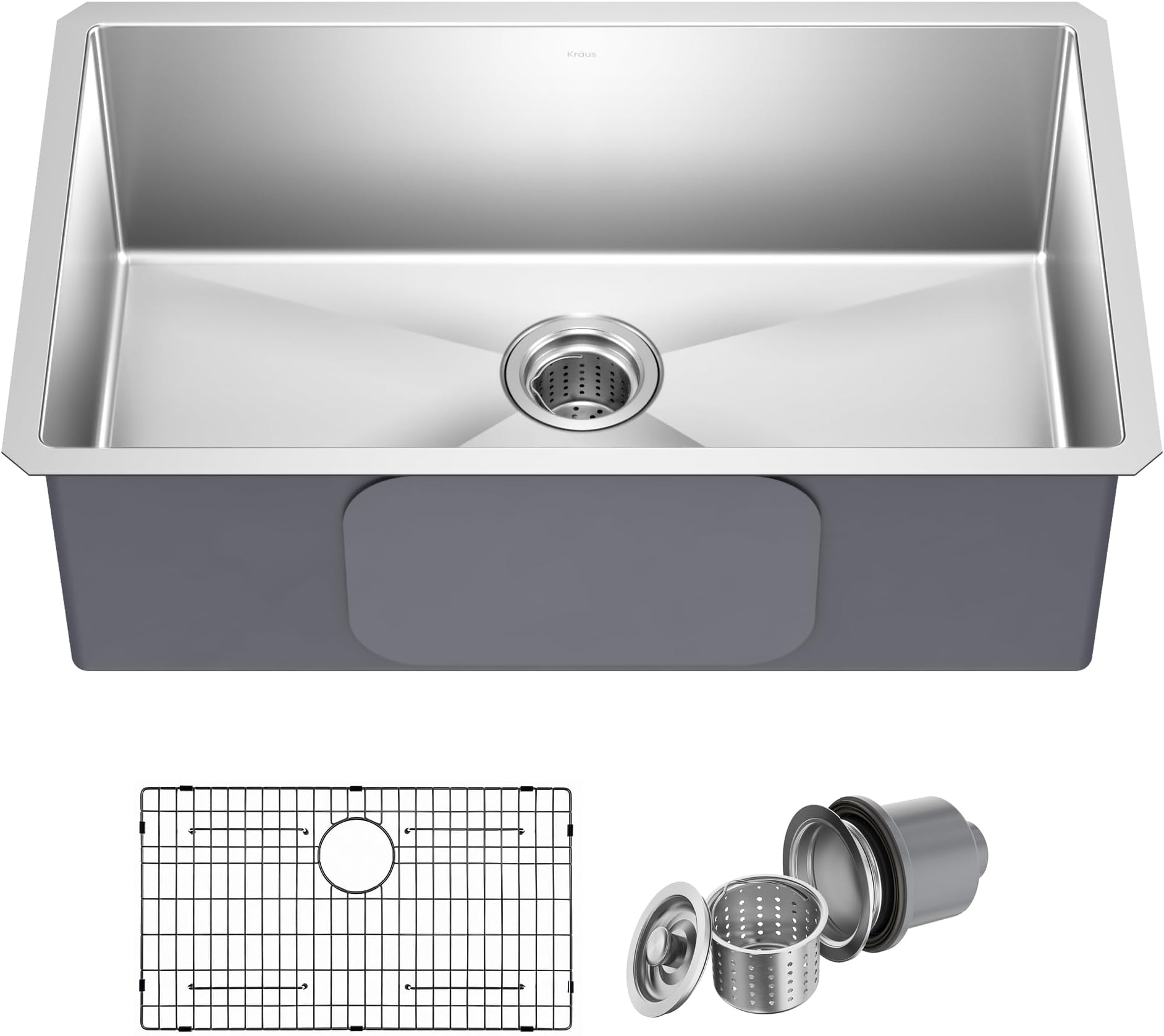 Standart Pro 30 -inch Undermount Single Bowl 16 Gauge Stainless Steel Kitchen Sink, KHU100-30