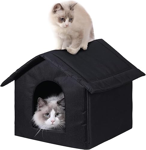 Casa para Gatos de Exterior Casa para Gatos para Uso en Exteriores e Interiores - Refugio Impermeable para Gatos, Perros y Animales Ferales (Casa
