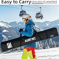 Vista 7 de AUMTISC Bolsa de esquí individual acolchada para transportar esquís bolsillo con asa ajustable 170 72.8 in