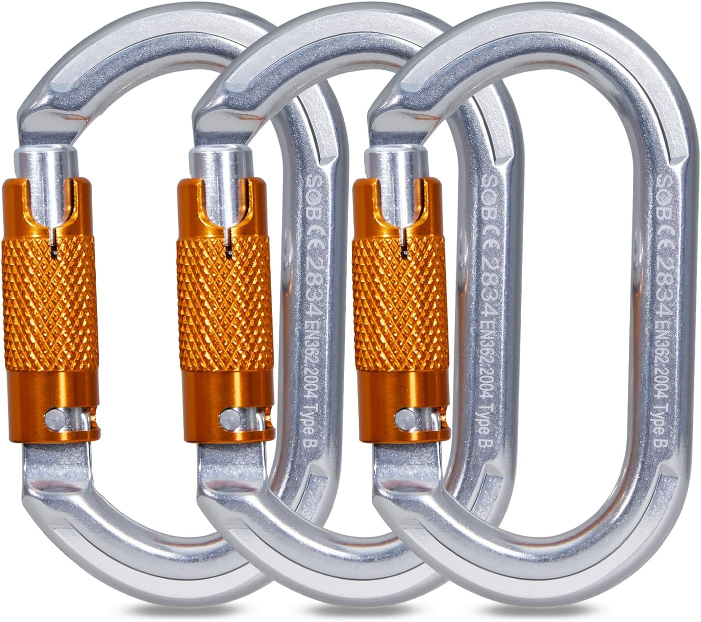 Auto Locking Rock Climbing Carabiner Clips, Heavy Duty Asymmetrical Carabiner Connector Used for Rappelling Rescue Outdoor Climbing, Mountaineer, Hammock, Camping