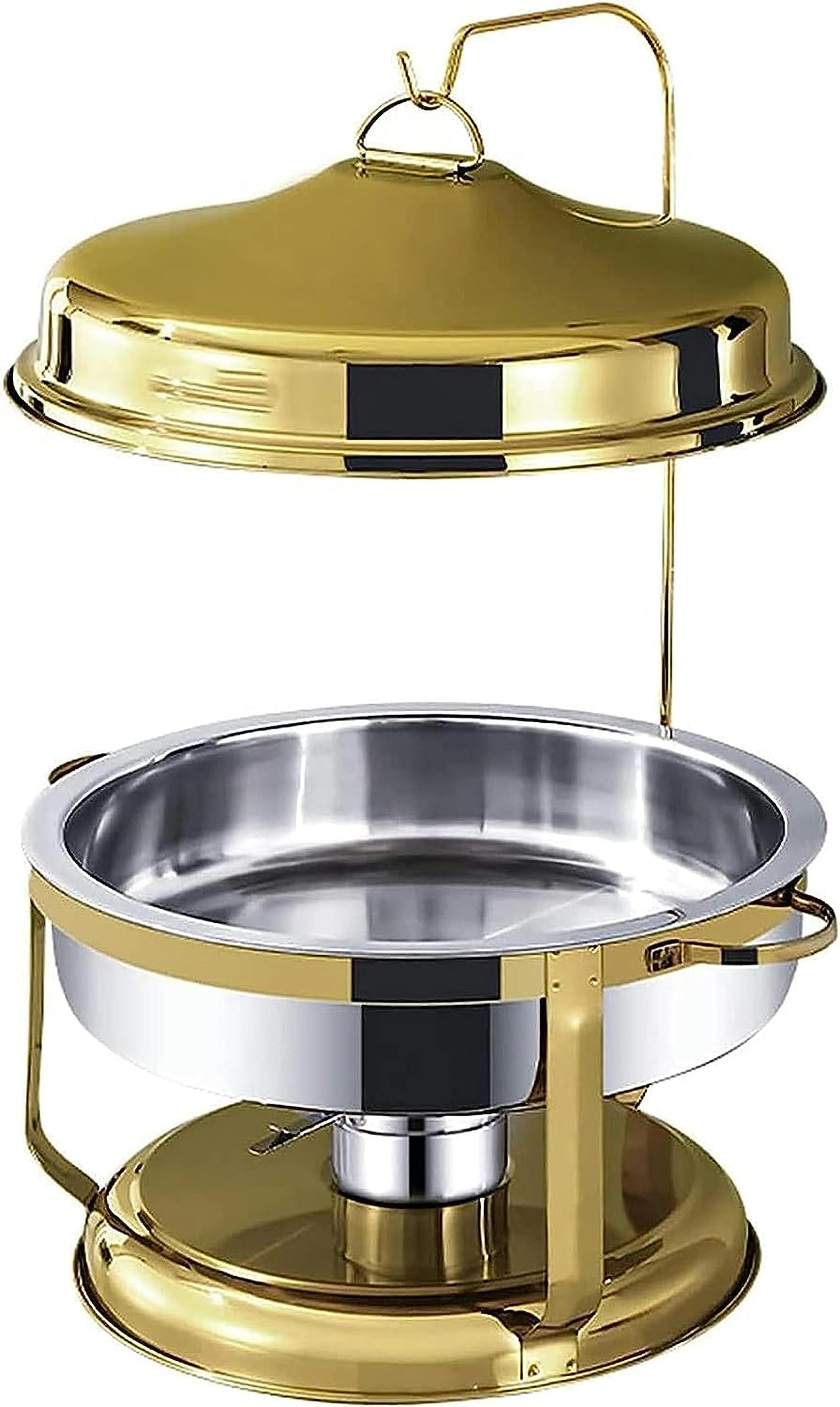 Chafing Dish Rotondo In Acciaio Inossidabile Da 9 Litri, Scaldavivande E Scaldavivande Di Dimensioni Standard Con Teglia Per Alimenti, Contenitori Per Combustibile E Coperchio Per Catering Per Feste,