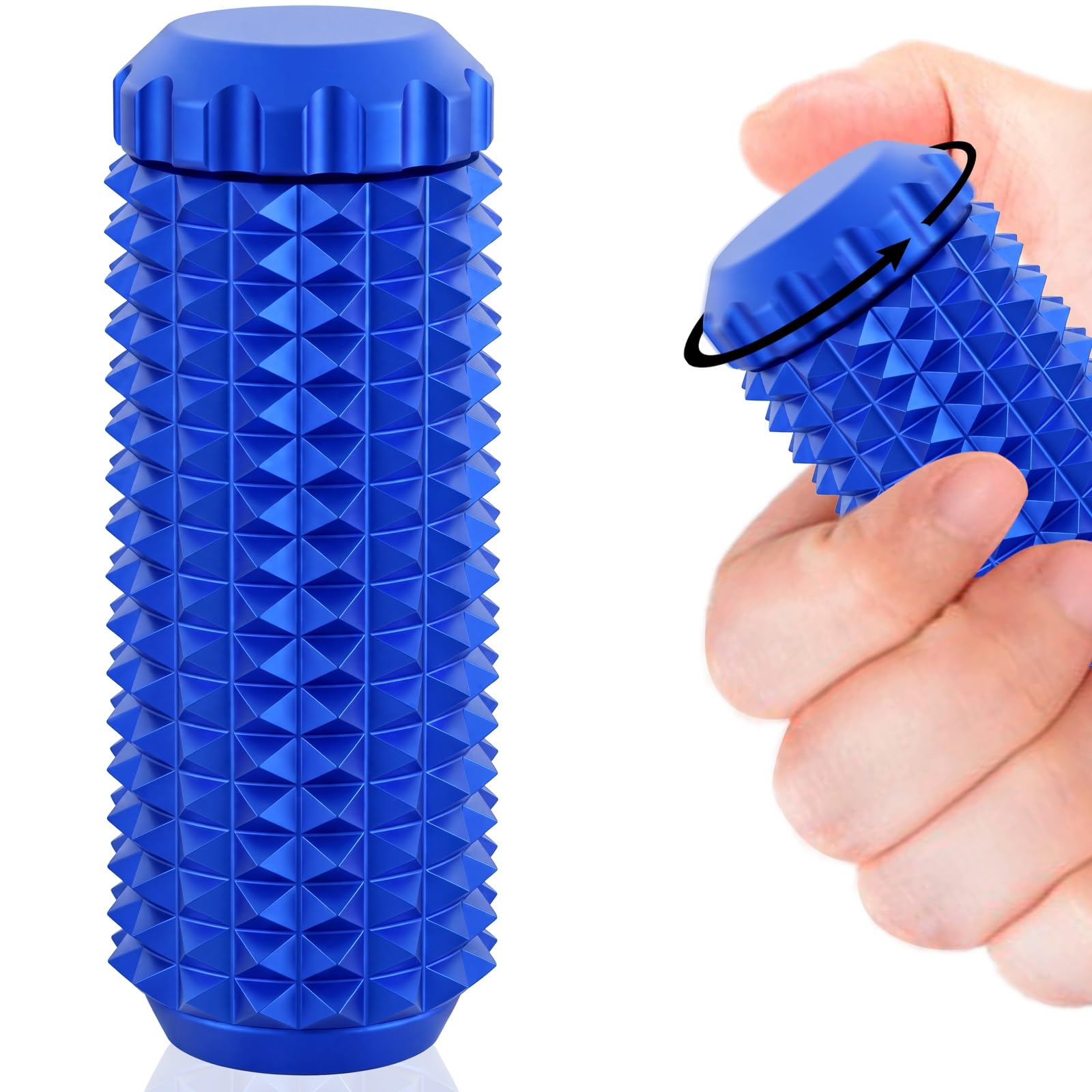 Metal Little Ouchies Fidget Toys, Adults Pain Stim Sensory Venting Toy, Relief Stress Promotes Focus, Spiky Grip and Smooth Spinner, Gifts for People with ADHD Autism Anxiety (Blue)