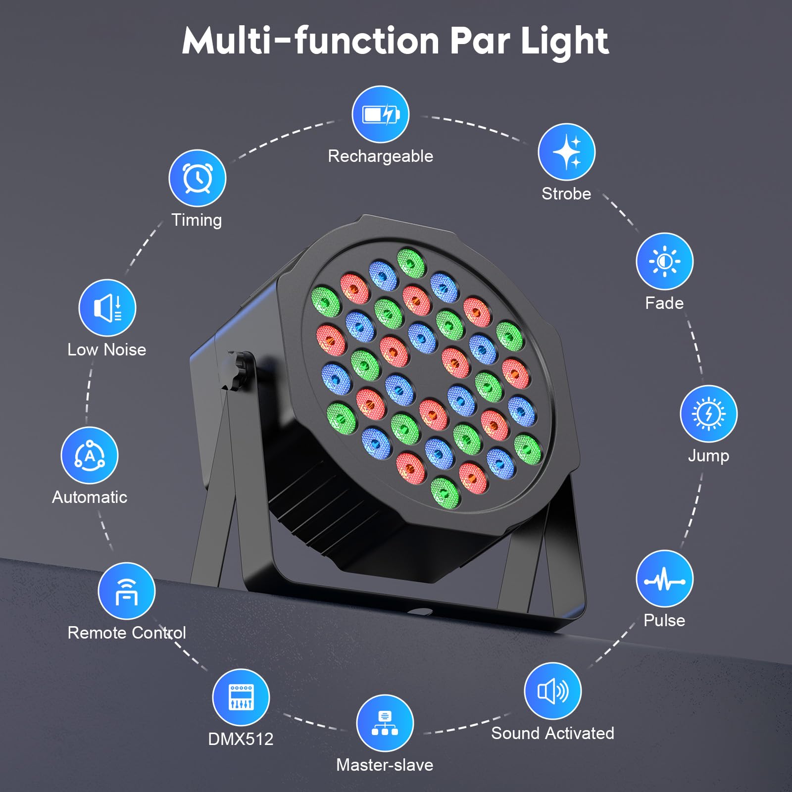 LED Par a Batteria, 4 Pezzo 36W RGB a Batteria, LED Faretto con Telecomando, Luce Discoteca per DJ, Club, Festival