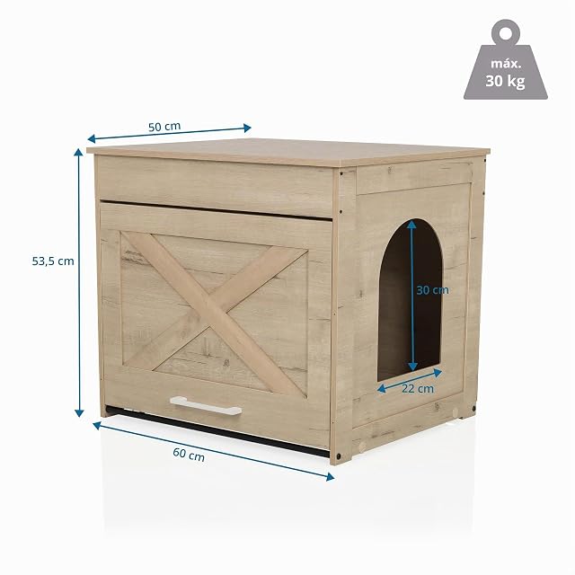 Foto 4 de 8 de HJH LVING - Caseta para gatos para casa, 60 x 50 x 53,2 cm, diseño Kitty PAWBOX 1 armario para arena…