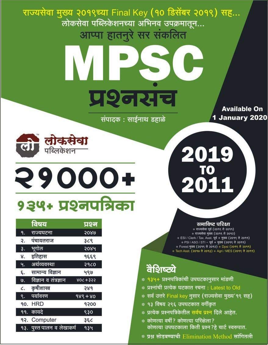 MPSC PRASHNASANCA 21000 + 140 PRASHNAPATRIKA LOKSEVA PUBLICATION