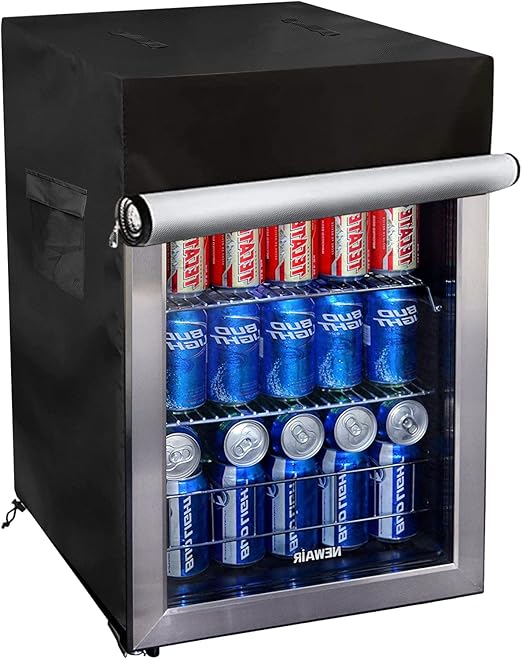 Bitubi Beverage Refrigerator Cooler Cover,Outdoor Fridge Cover – Waterproof, Dustproof, Sun-Proof, 20" W x 20" D x 33" H. Suitable for most 3.2 Cu.ft Beer or Wine Mini Fridge (Black)