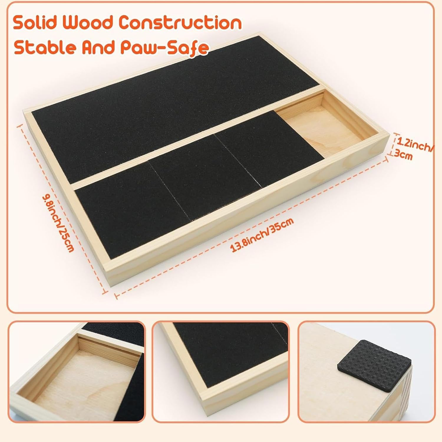 Dog Scratch Board - 35cm Interactive Grinder Pad, Built-in Treat Box, Sandpaper Filing, Wooden Claw Trimmer | Dog Nail File Board for Home Living Room Apartment Lounge Corner