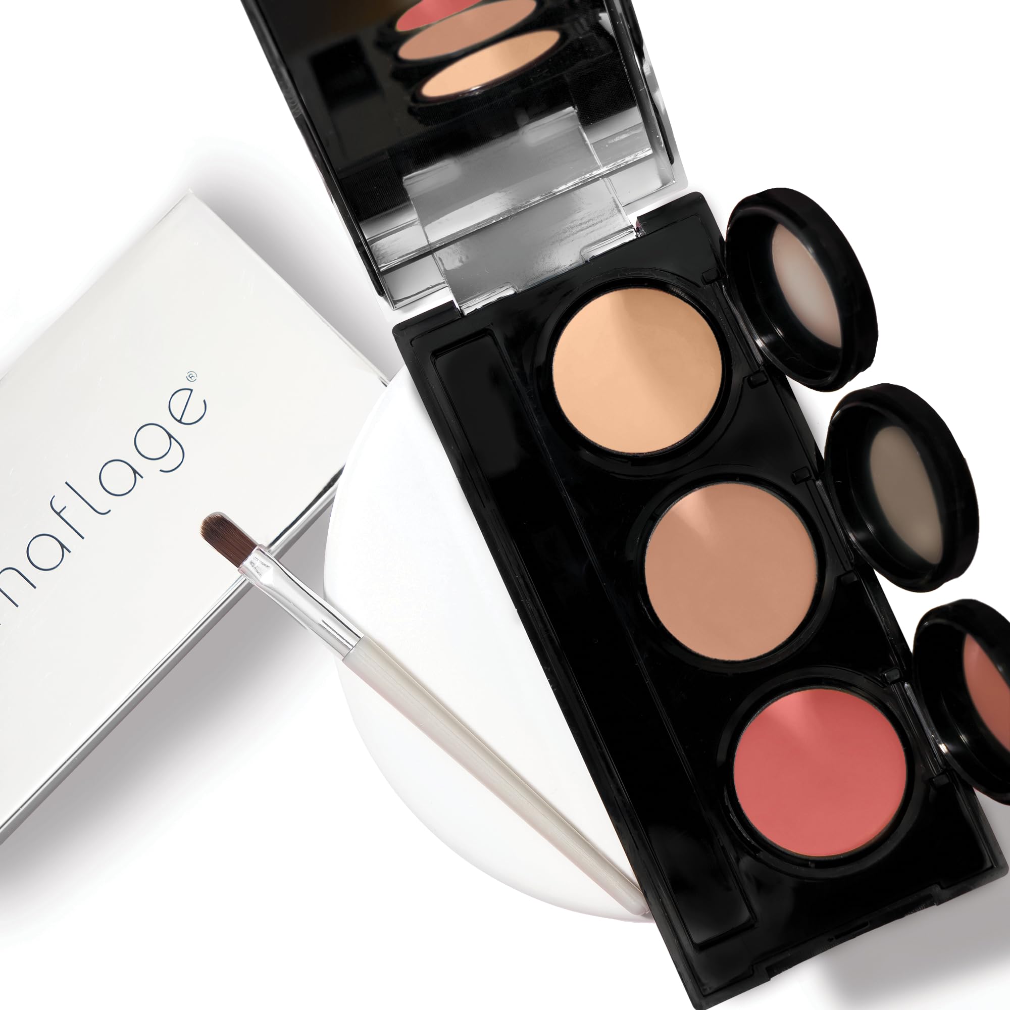 – Tattoo Cover Up Makeup (Light) - Bruise Full Coverage Concealer - Full Coverage Waterproof Concealer for Bruise, Scars & Acne - Smudge Proof Makeup Palette with 3 Pro SFX Shades + Brush