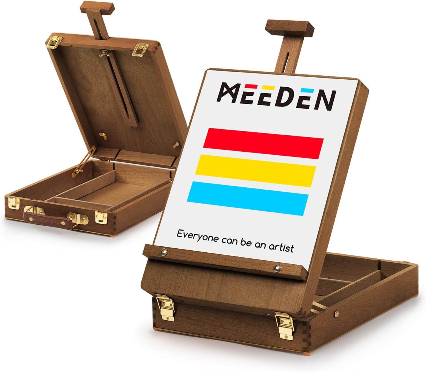 MEEDEN Tabletop Art Sketchbox Easel : Solid Beechwood Table Easels for Painting Canvas, Adjustable Desktop Easel - Art Supply Storage Box for Adults & Artist, Walnut