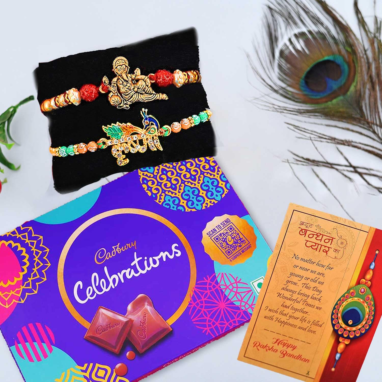 Set of 2 Rakhi For Brother With Chocolate Combo, Gift for Brother, Rakhi Gift Hamper/Ganesha Rakhi Krishna Rakhi for Bhaiya/Bhai/Bro with Cadbury Celebration Chocolate Pack Pair Couple Rakhi (B09CLQ34NC) Amazon Price History, Amazon Price Tracker
