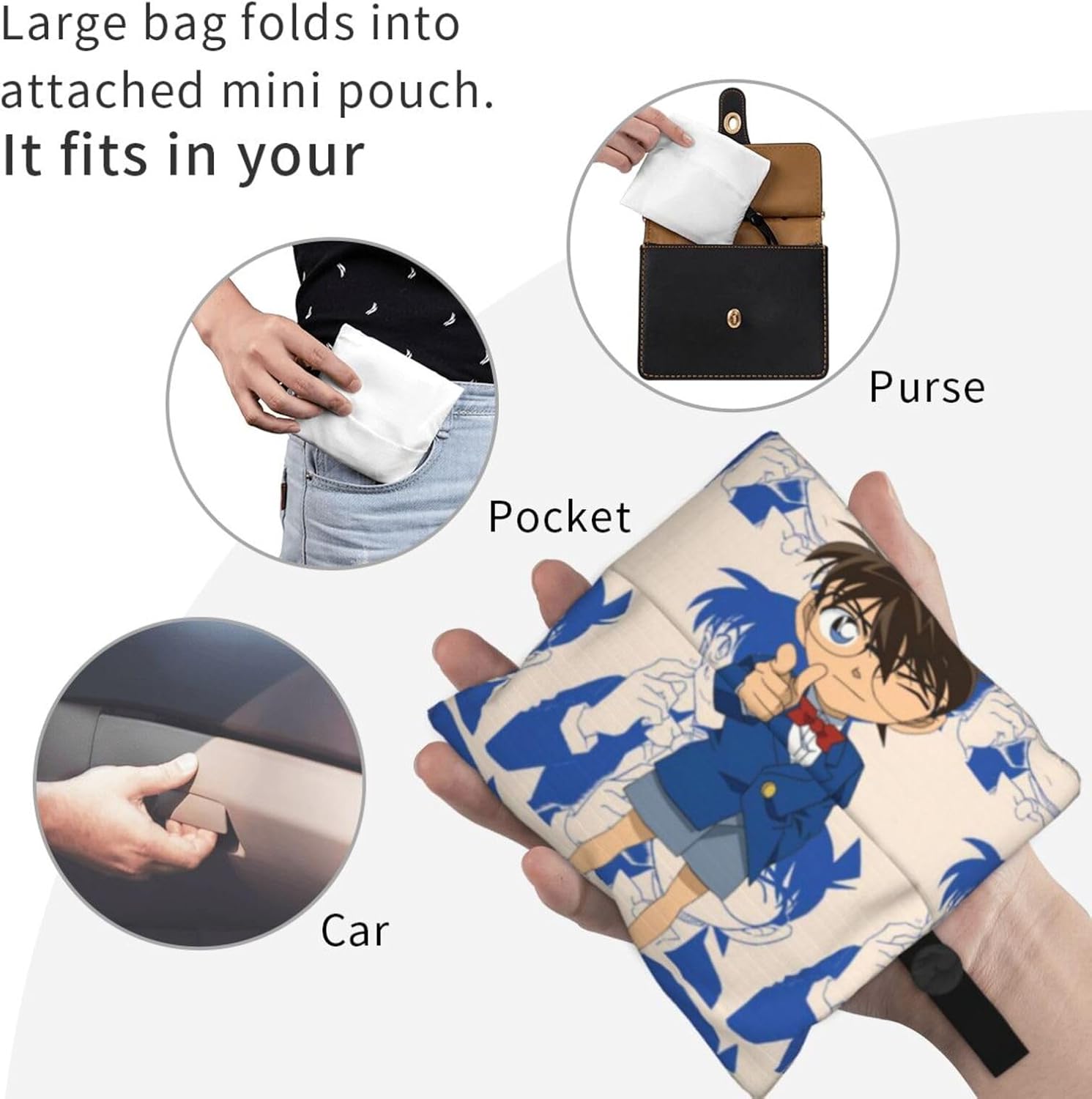 [Tioebnd] コナン 軽量片肩掛けコンビニエンスバッグ 大容量 折りたたみ ショルダーバッグ メンズ レディース 通勤通学