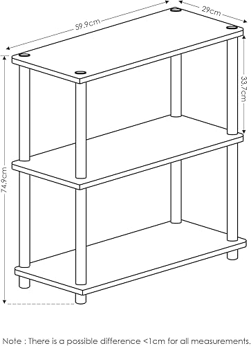 Miniatura 6 de Furinno Simplistic - Juego de 2 mesas auxiliares, Sonoma Oakblanco y Turn-N-Tube 3 niveles compacto multiusos estante de exhibición, roble