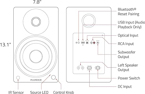 Miniatura 8 de Fluance Ai61 - Altavoces estéreo de 2 vías 2.0 con controladores de 6.5 pulgadas, amplificador de 120 W para tocadiscos, TV, PC y Bluetooth 5,
