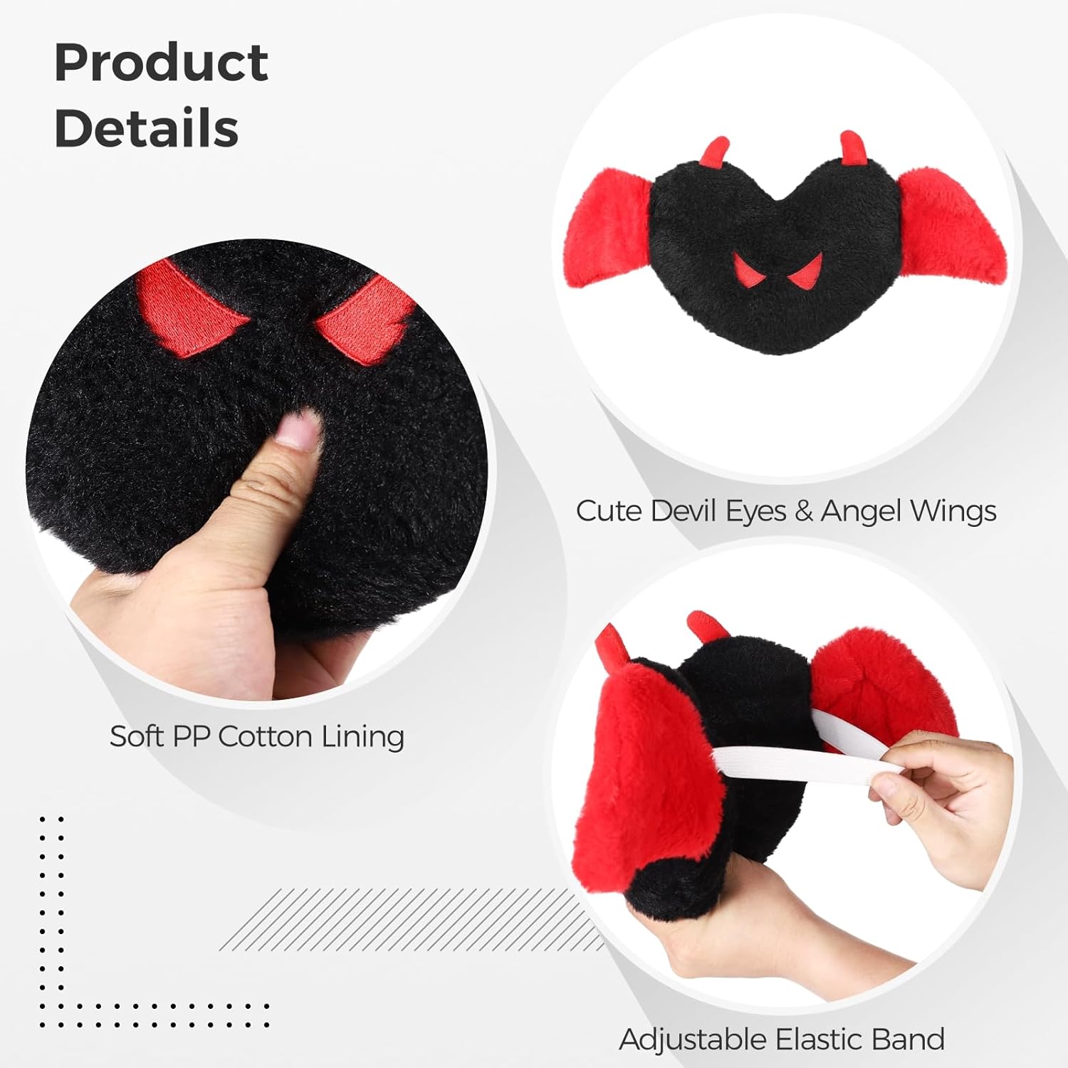 OMISTAR 2 Pcs Car Headrest Pillows, Heart Shaped Car Seat Pillows with Devil Eyes & Angel Wings, Cute Car Seat Decorations for Neck Support, Ideal for Cars, Bedrooms, Offices