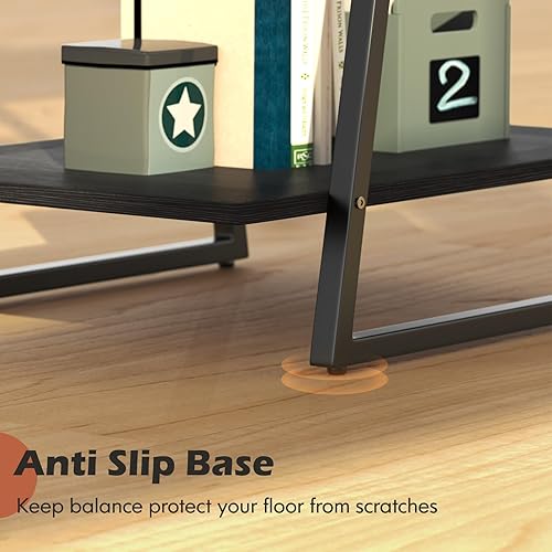 Miniatura 6 de Gannyfer Mesa auxiliar pequeña  Mesas auxiliares delgadas de 2 niveles con estante de almacenamiento, mesita de noche alta para espacios pequeños,