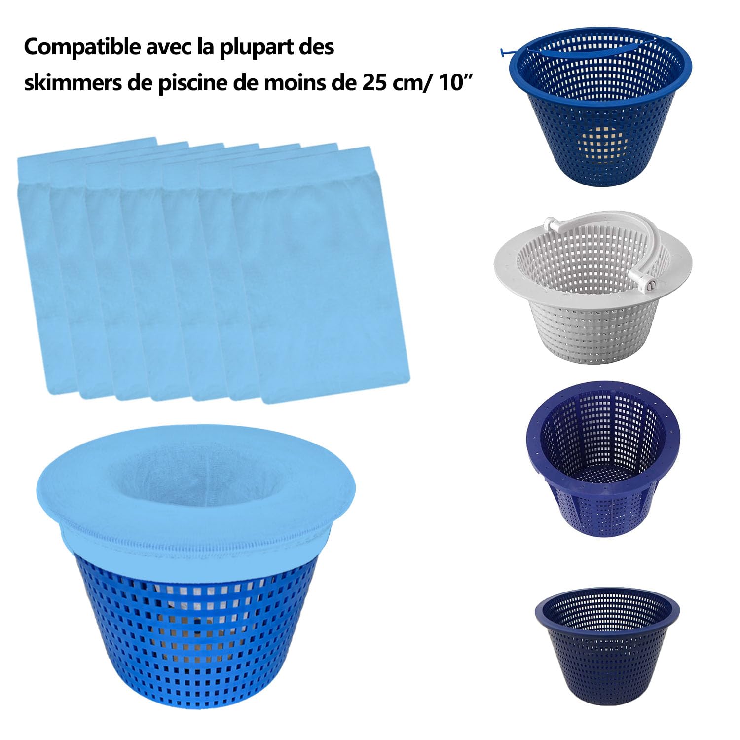 POOL-SKIMMER-SOCKEN Filter-Set – 30 Stück Blaue Filtersocken Für Pool-Reinigung, Hält Schmutz & Blätter Fern