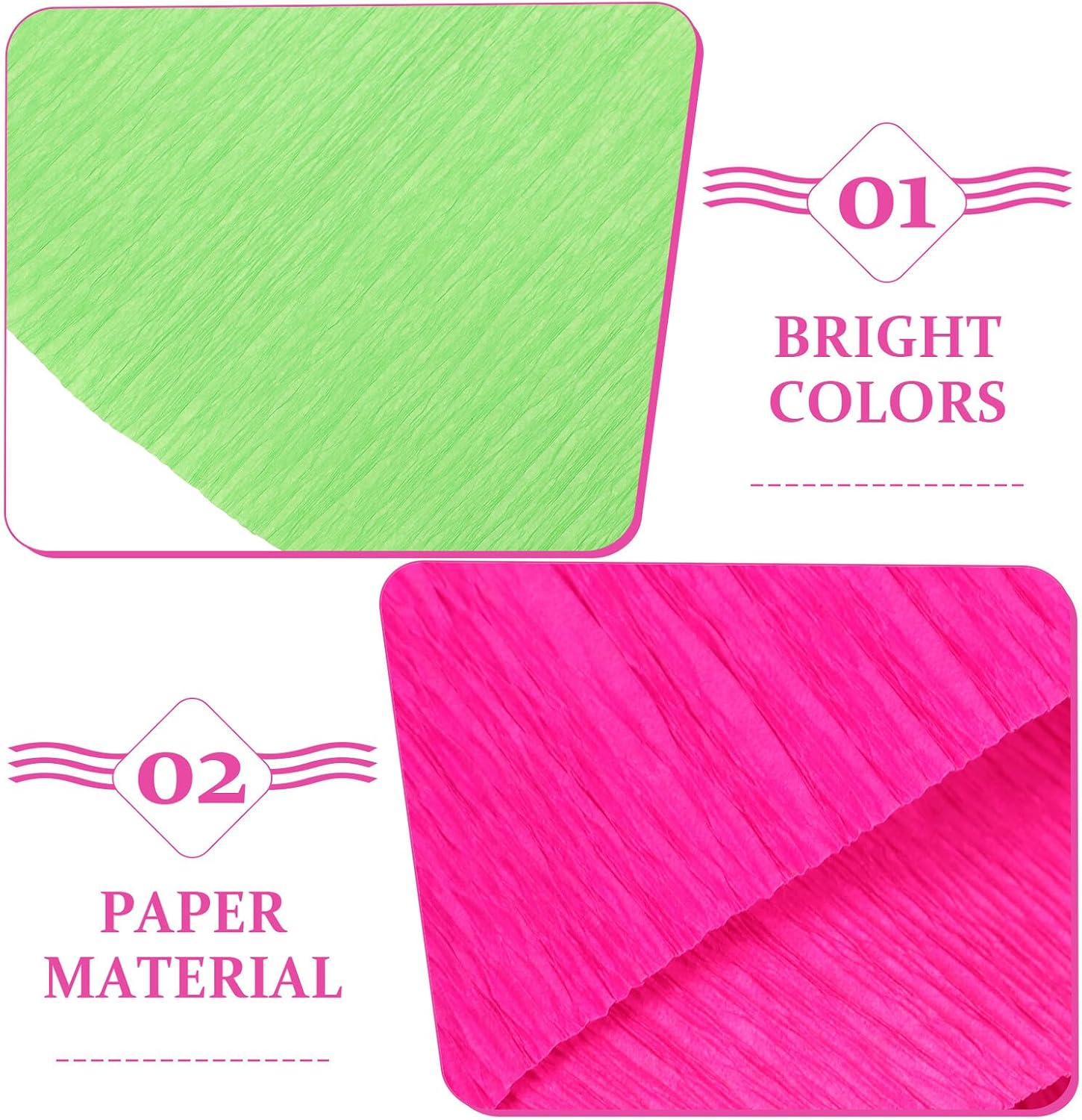 GARVALON 2 Rolls Crafting Crepe Paper for Flower Making, Wrapping, and DIY Crafts – 180g Wrinkled Tissue Paper, Fruit Green Rose Red Colors, Suitable for Wedding Decor and Festive