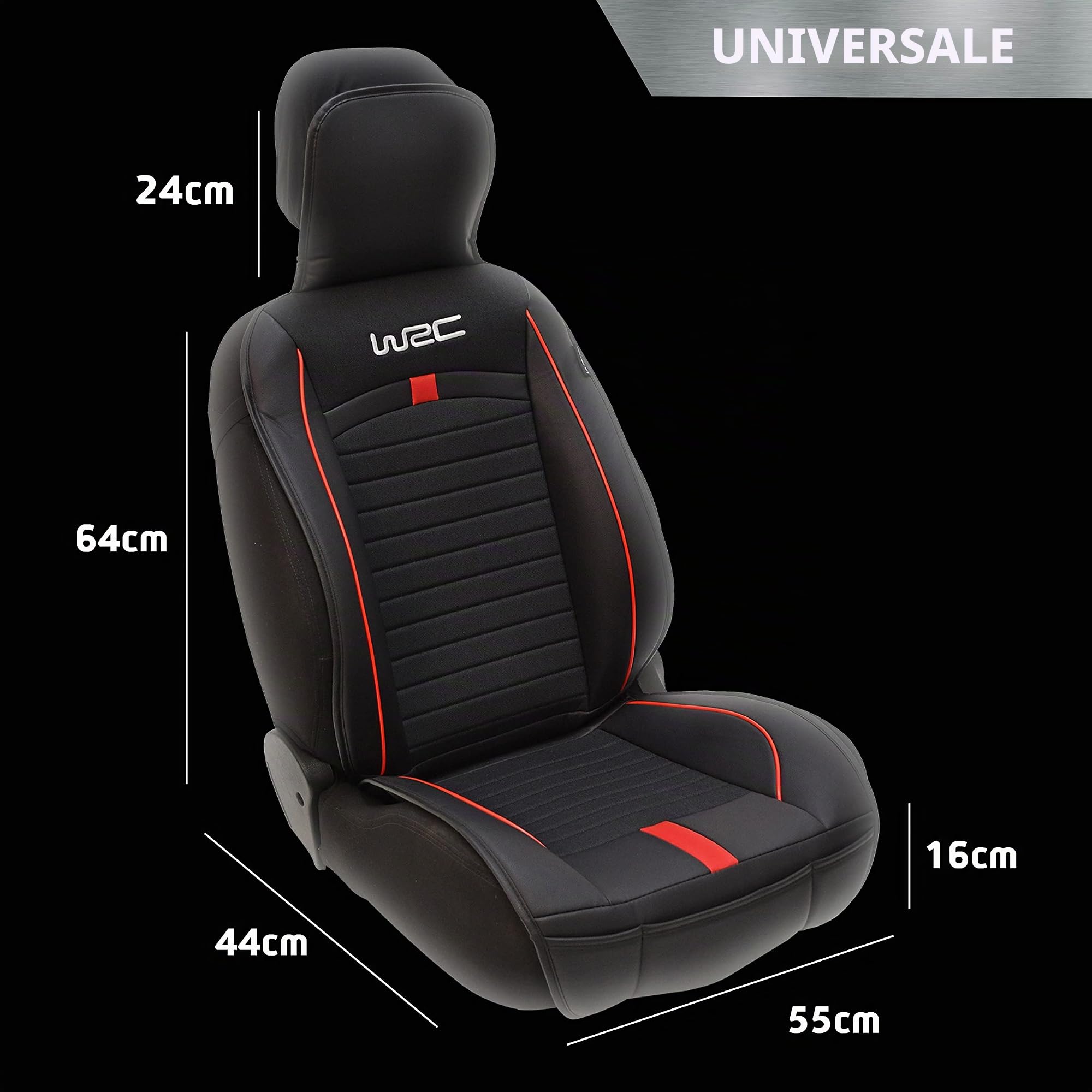 WRC 007589 Coprisedile auto, Nero/Arancio Racing 7589