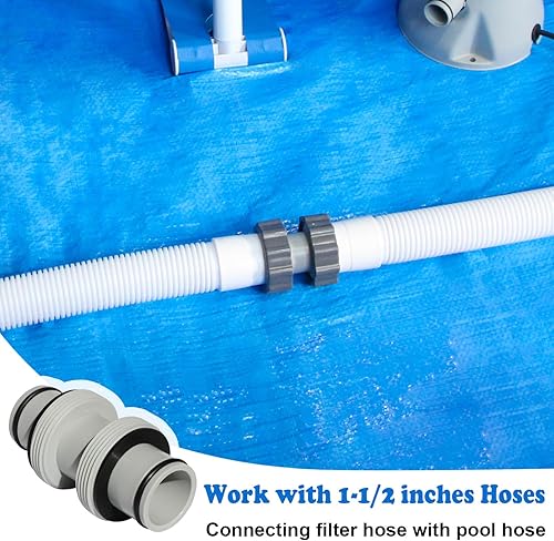 Miniatura 2 de Adaptador de manguera de bomba de filtro, extensor de manguera de piscina de 1.5 pulgadas con doble anillo impermeable, conector de manguera de