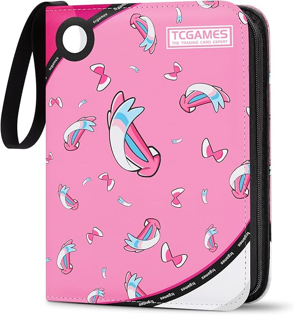 Card Binder 4-Pocket, 440 Pockets Trading Card Games Collection Binder with Sleeves Pink