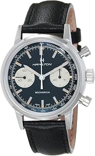 American Classic Intra-Matic Mechanical Chronograph H Watch 40mm Case, Black Dial, Black Leather Strap (Model: H38429730)