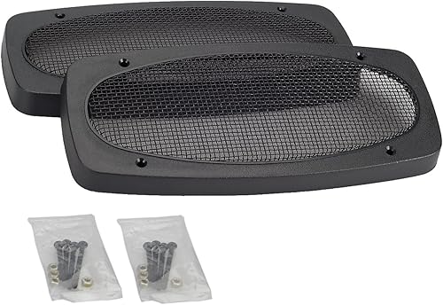 Parrillas de altavoces de 4 x 10 pulgadas, malla de alambre negro para RV, marina y automóvil (par)