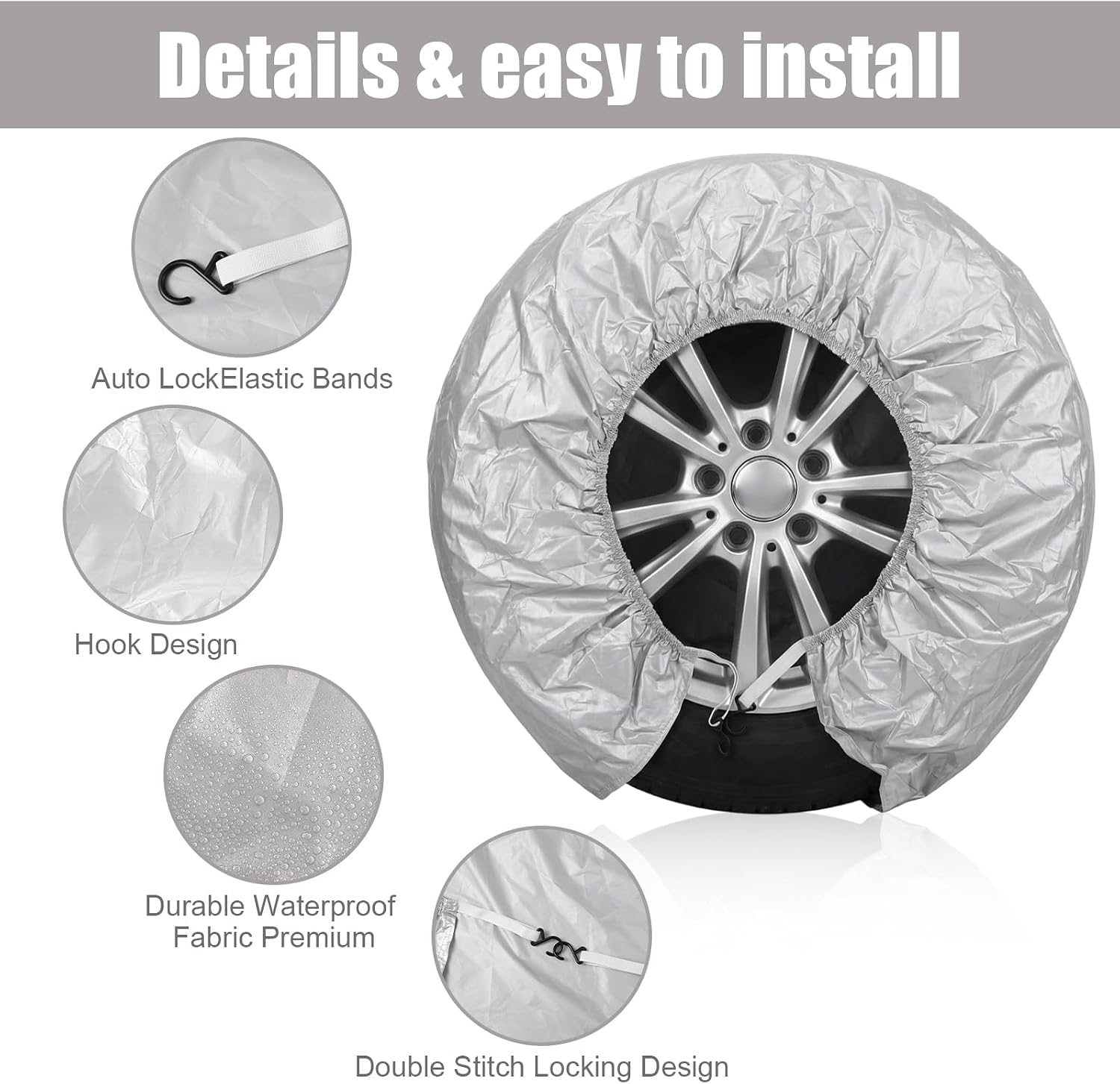 4 Parks Rv Trailer Wheel Tire Covers Wheel Covers for Painting Truck, SUV, Motorhome,Trailer, Camper Fits 30-32 Inch Diameter Water Resistant Dustproof Sun Snow Tire Cover