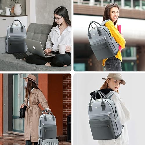 Miniatura 6 de LOVEVOOK Mochila para laptop para mujeres y niñas, bolsa para laptop de 15.6 pulgadas con puerto USB, mochila de moda para estudiantes, mochilas