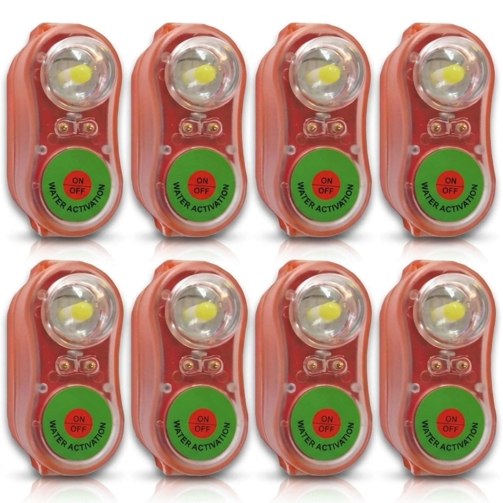 Generico Luci Giubbotto Salvataggio a LED con Attivazione ad Acqua - Set da 6/8 Pezzi - Rosse e Verdi per Emergenza in Mare