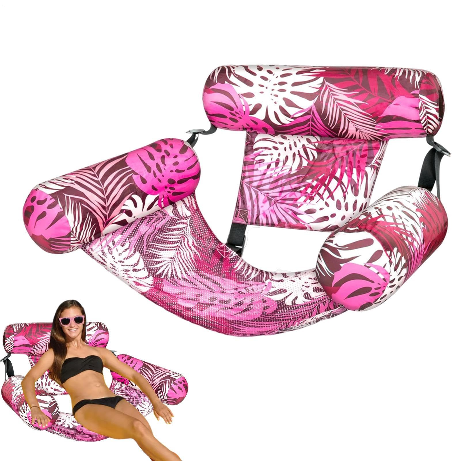 Swimming Pool Rafts For Adults | Inflatable Chair - Floating Mat Hammock Plant Pattern Water Raft for Garden Birthday Home Camping Family Vacation Lake River