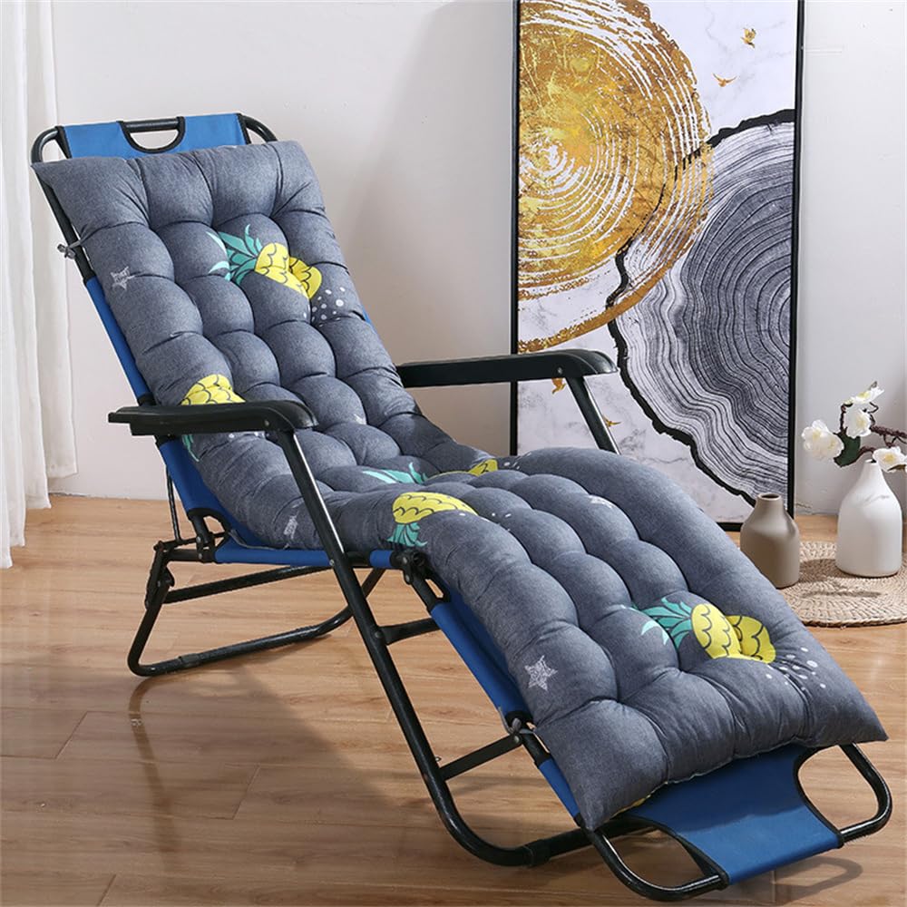 Mateju Sun Lounger Cushion Thick Soft Recliner Cushions Non-Slip Top Cover, Print Quilted Thick Padded for Garden Indoor Outdoor Garden Rocking Chair/Sunbed/Bench (Pineapple,48x120cm)