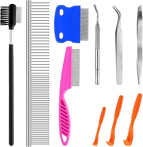 Miniatura 8 de Peines de perro para aseo, peine de ojo de perro de diente fino, peine removedor de manchas de lágrimas para perros pequeños, gatos, caniches