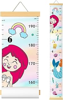 Update Mermaid Kids Growth Chart Wood Baby Kids Growth Chart for Wall Canvas Height Measurement Ruler from Toddler Removable Height Measurement for Christmas Wall Hanging Child's Nursery Room Decor