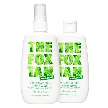 The Fox Tan Fragrance-Free Originals Bundle, Tanning Accelerators For Deeper Tans, Creates Flawless Tan Skin, Vegan & Cruelty-Free, 120mL 2 Products