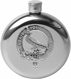 Boswell 5 oz Round Clan Crest Scottish Badge Flask