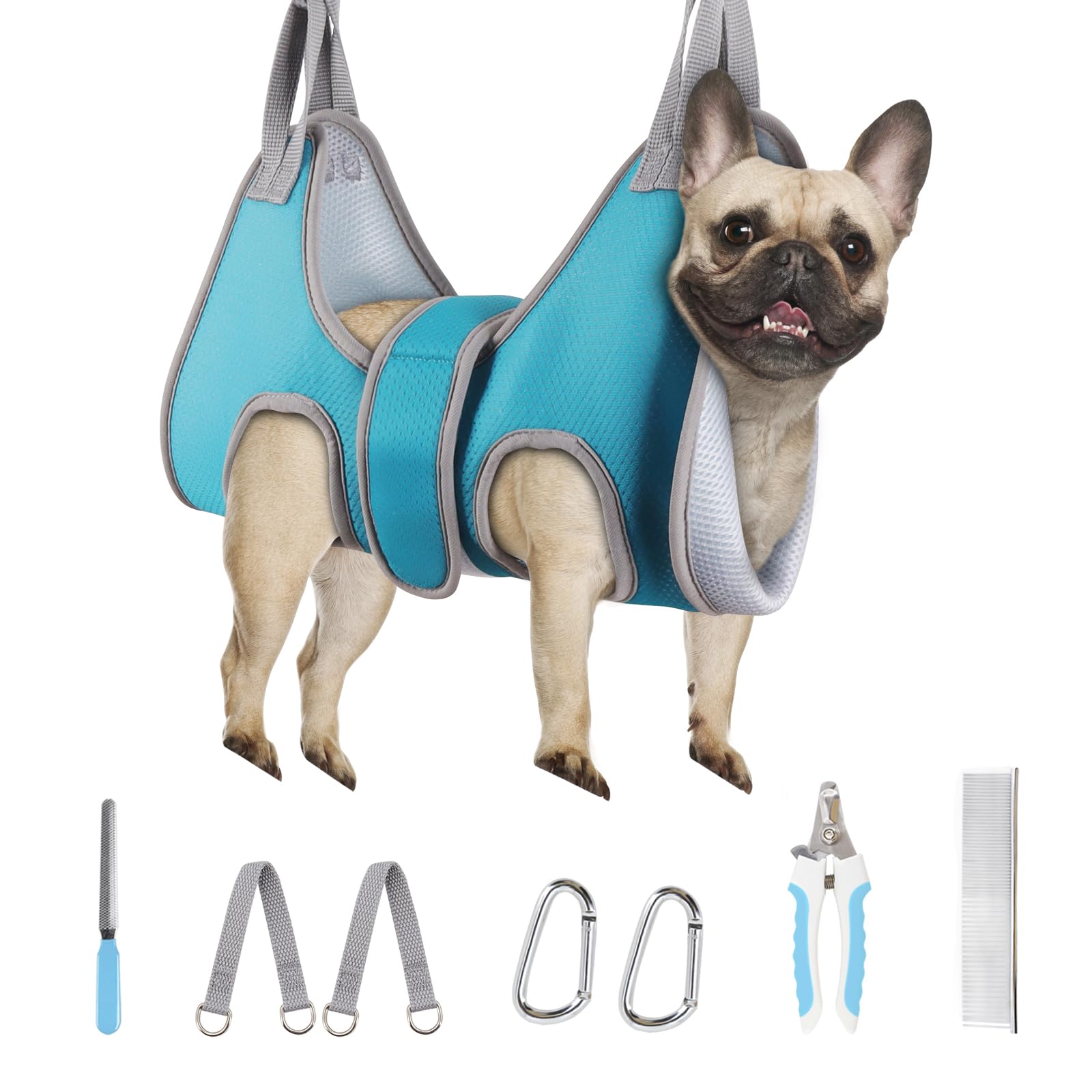 Photo 1 of *** JUST HARNESS ***Marnonsis Dog Grooming Hammock, Adjustable Restraint Sling for Nail Trimming, Hands-Free Grooming Harness for Easy Bathing, Haircuts & Claw Care at Home, Blue M
