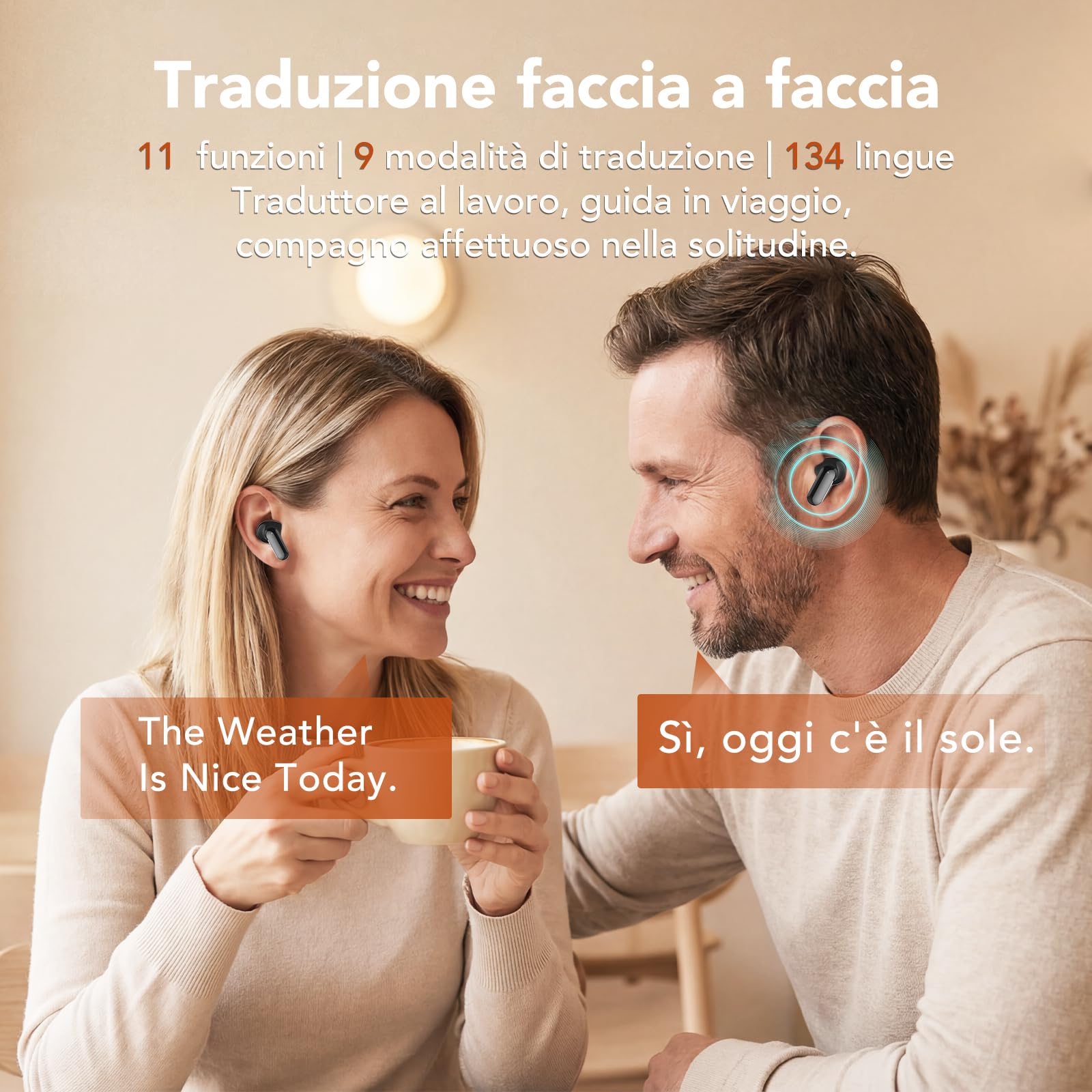 Auricolari Traduttori N03 con Chatbot AI, Cuffie Hi-Fi per Traduzione con 134 Lingue e 7 Modalità, Bluetooth 6.0 Design a Orologio da Tasca, Touch Screen, per Ufficio, Sport, Studio - Argento