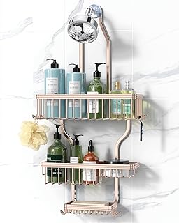 12 Rose Gold Bathroom Decor Ideas for a Soft Luxury Touch 21 YASONIC Shower Caddy Hanging - Never Rust Shower Organizer - Aluminum ov...
