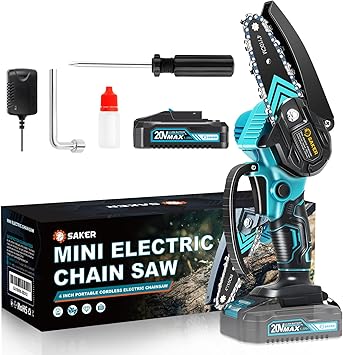 Saker Mini Chainsaw, Portable Electric Chainsaws Cordless, Handheld Chain Saw Pruning Shears Chain Saws for Tree Branches, Courtyard, Household and Garden, Christmas Gifts for Men Dad Husband Women