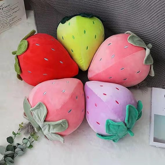 Cute Fruit Kids Pillow Stuffed Strawberry Plush Pillows Super Soft Girls Pillows Cushion Seat for Kids Toys (Pink,7.8/20cm)