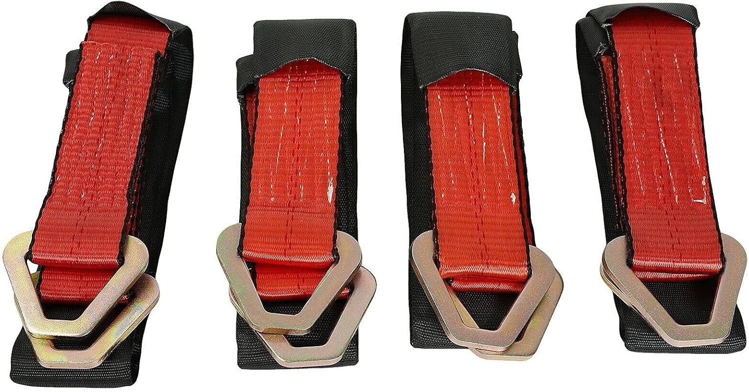 4 Pack 2"x 36" Tow Axle Strap Race Car Truck Wrecker Hauler Wheel Tie Down Strap with D Ring 10,000 Lb Combination Breaking Strength(Red)