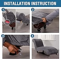 Vista 7 de H.VERSAILTEX Funda de Terciopelo para Chaise Lounge, Funda de Chaise sin Brazos de Lujo para Sala de Estar, Lavable a Máquina, Gris