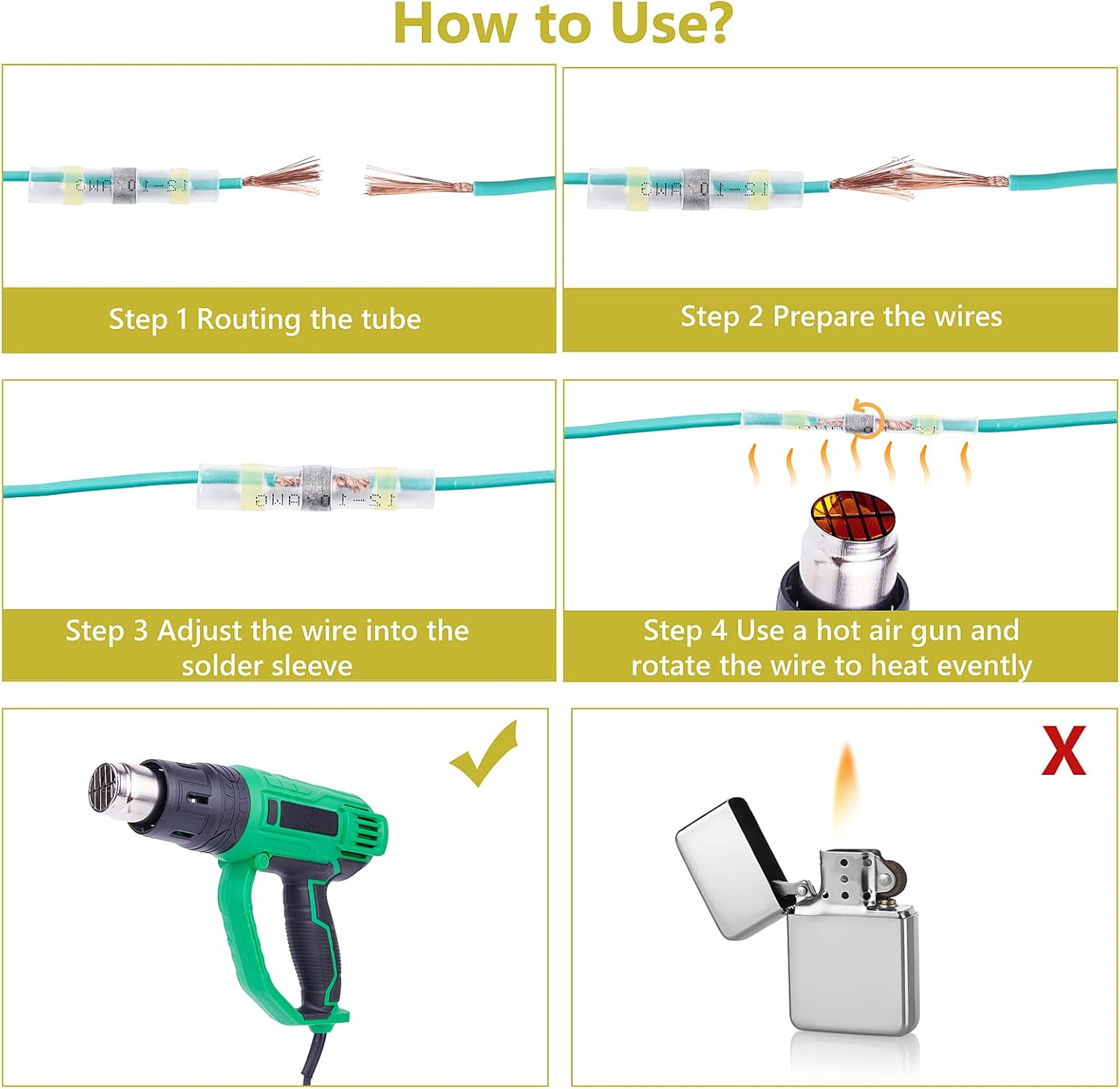 50 PCS Solder Seal Wire Connectors Heat Shrink Solder Butt Connectors