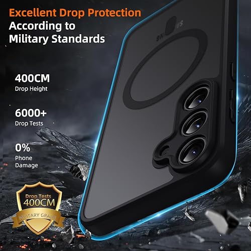 Oelrstfe per Samsung Galaxy A54 5G Cover Compatibile con MagSafe con 2 Pezzi Vetro Temperato, Custodia Magnetica Traslucida Opaca, [Antiurto Grado Militare] Custodie Posteriore Glassata, Nero - 3