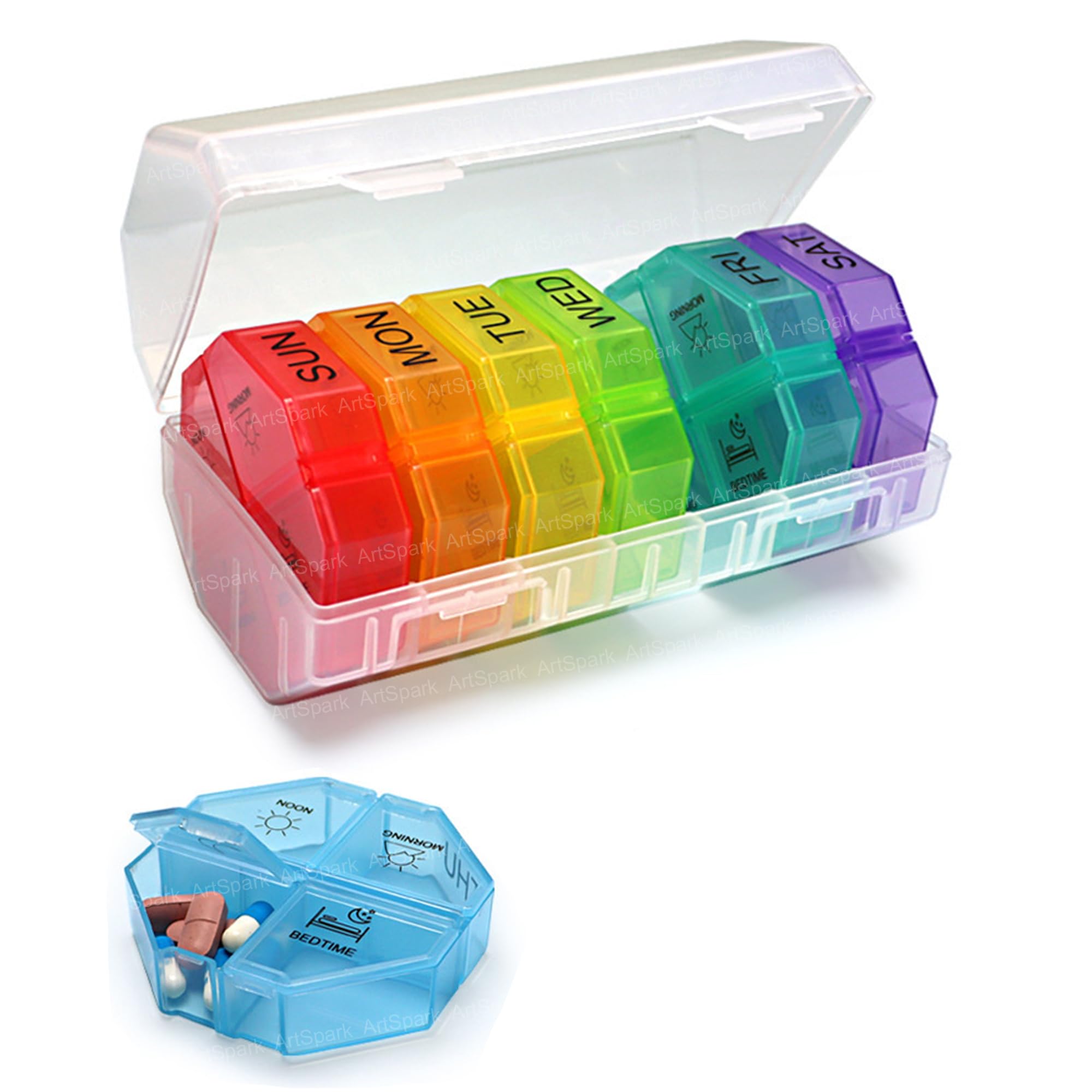ArtSpark Pill Organizer Box – 7 Day Medicine Storage Box with 4 Times a Day and Separate Compartments, Portable Tablet Holder & Pill Case for Daily Use-image-16