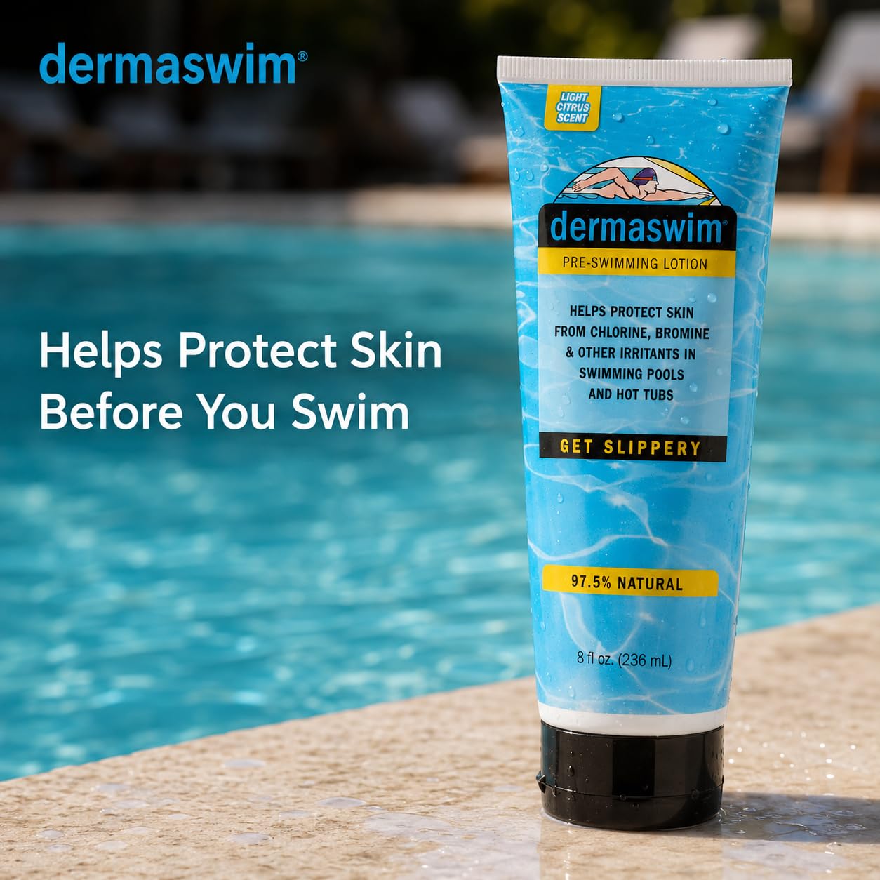 8 Ounce Tube Pre-Swimming Lotion by DermaSwim Pro