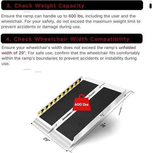 Miniatura 10 de MAXIVAMN Rampa portátil de aluminio para silla de ruedas para escalones del hogar de 2 pies, rampa plegable para sillas de ruedas, umbral y rampas