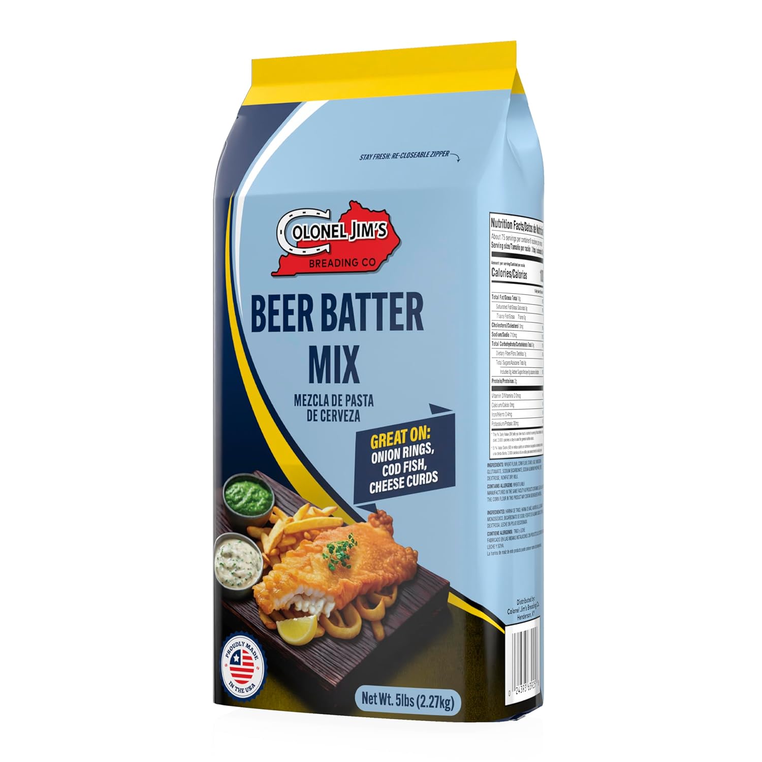 Colonel Jim's Beer Batter Mix, 5 lb Bags (Case of 6) - Classic Coating for Fish, Shrimp & Vegetables - Professional Restaurant-Quality - Made in USA
