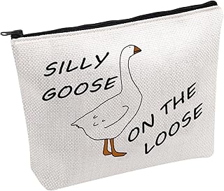 PWHAOO Goose Owner Cosmetic Bag Silly Goose On The Loose Cosmetic Bag Farm Animal Lover Gift Goose Lover Gift, SILLY GOOSE B